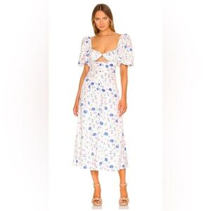 For love and lemons Lexi midi floral print puff sleeve dress